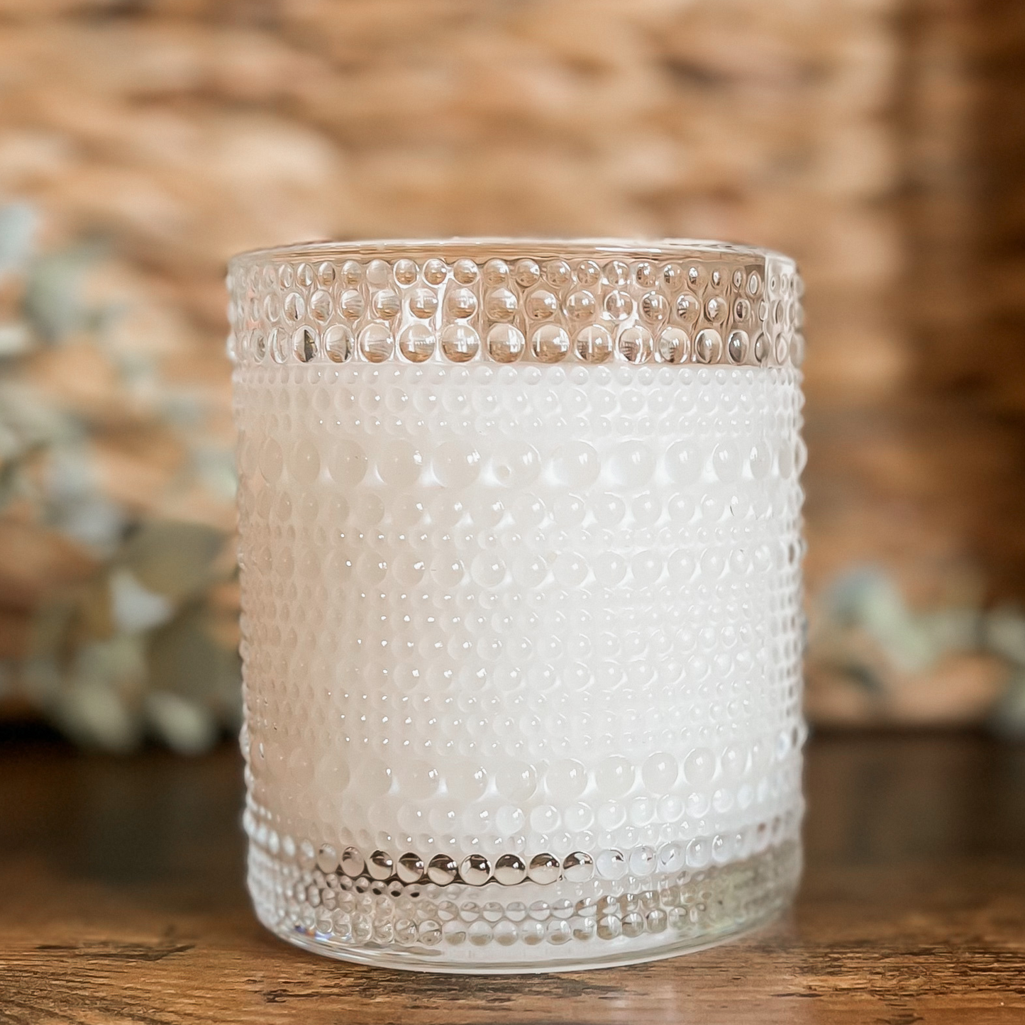 Dane Good Signature Candle, luxury embossed glass jar, non-toxic, double-wick, refillable.