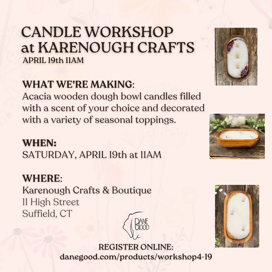 CANDLE WORKSHOP: KARENOUGH CRAFTS & BOUTIQUE 4/19