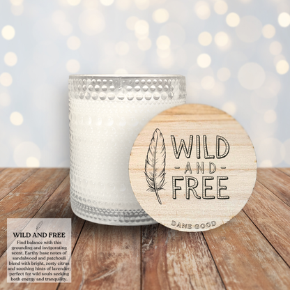 Dane Good Signature Candle, luxury embossed glass jar, non-toxic, double-wick, refillable, scent Wild and Free